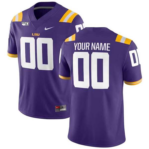 Men%27s LSU Tigers Custom Purple With 150th Patch Limited Stitched Jersey